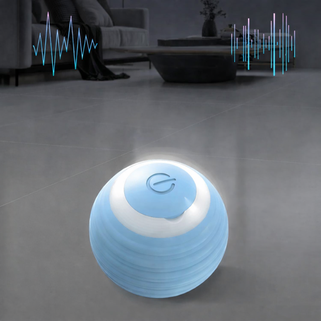 Balle Interactive Magique pour Chat & Chien – Jouet Électronique Intelligent Anti-Ennui sur sol moderne.