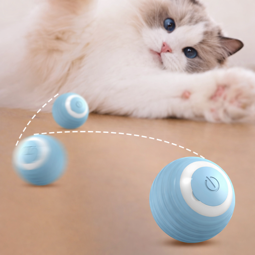 Balle Interactive Magique pour Chat & Chien – Jouet Électronique Intelligent Anti-Ennui en action avec un chat.