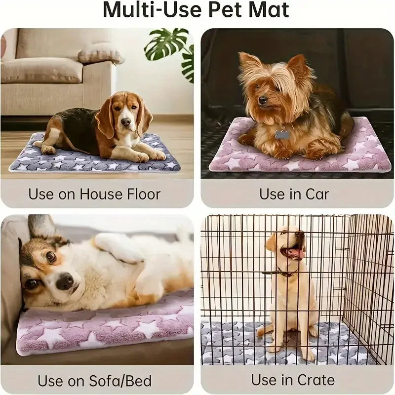 Plush Flannel Pet Sleeping Mat – Warm Kennel & Cage Pad for Dogs