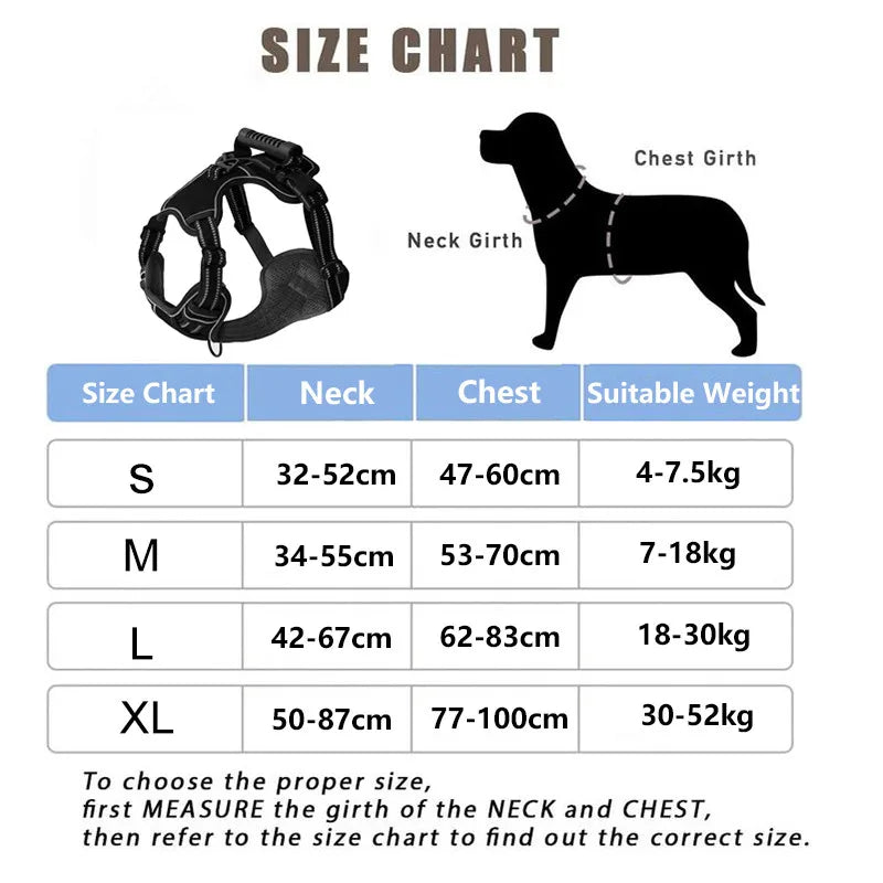 Reflective No-Pull Dog Harness – Adjustable Breathable Vest for All Dog Sizes