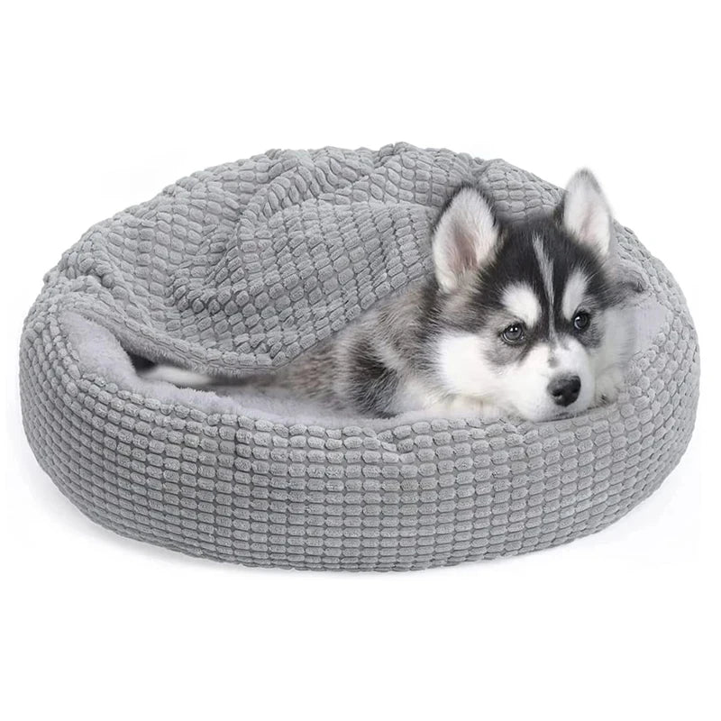 Round Orthopedic Anti-Stress Pet Bed for Dogs & Cats – Warm Fluffy Winter Sleeping Bed