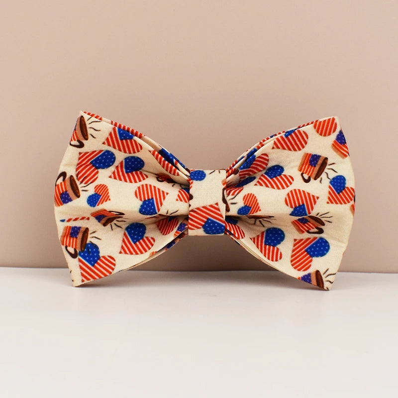 Patterned bow tie on a beige background