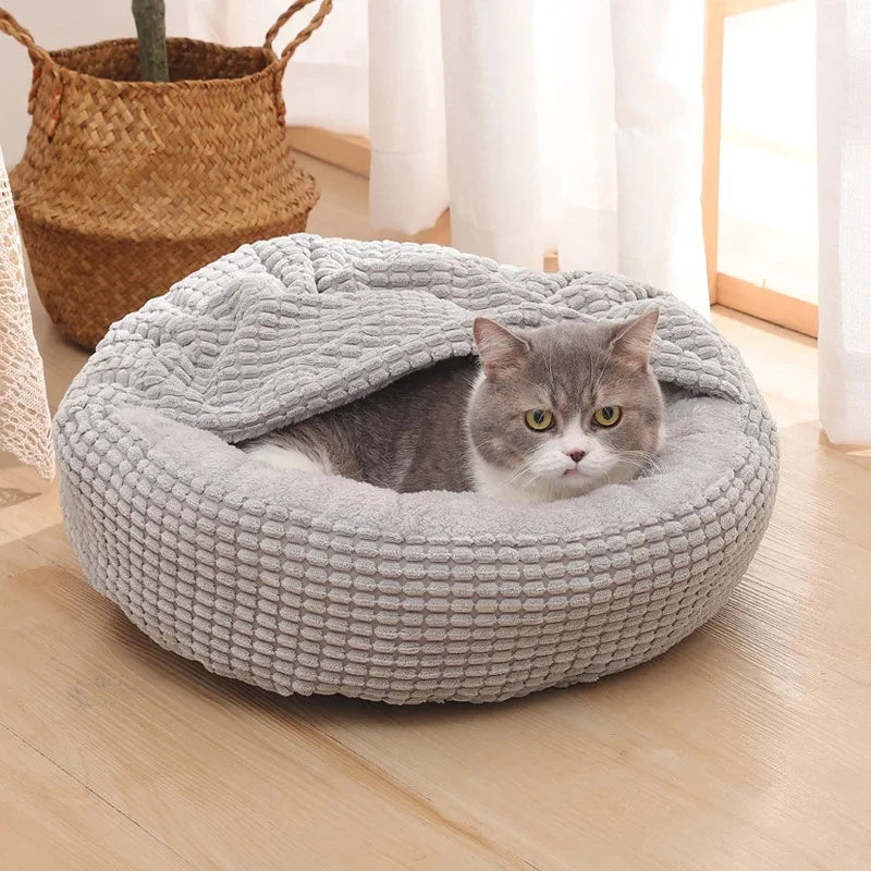 Round Orthopedic Anti-Stress Pet Bed for Dogs & Cats – Warm Fluffy Winter Sleeping Bed