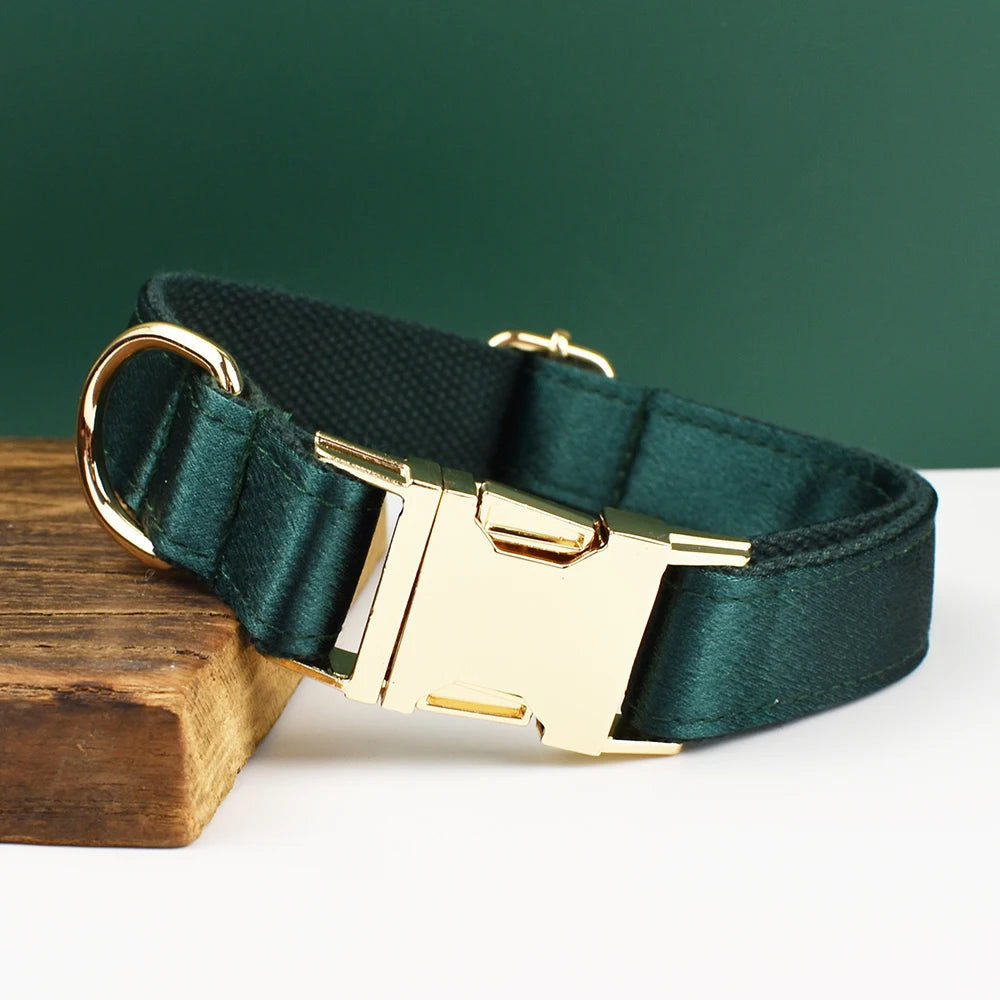 Designer Personalized Dog Collar & Leash Set – Custom Engraved with Detachable Bow Tie