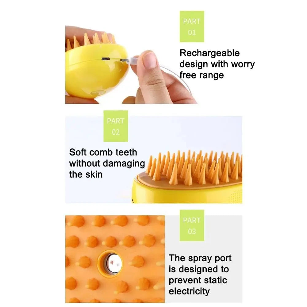 Yellow hairbrush with features highlighted on a white background