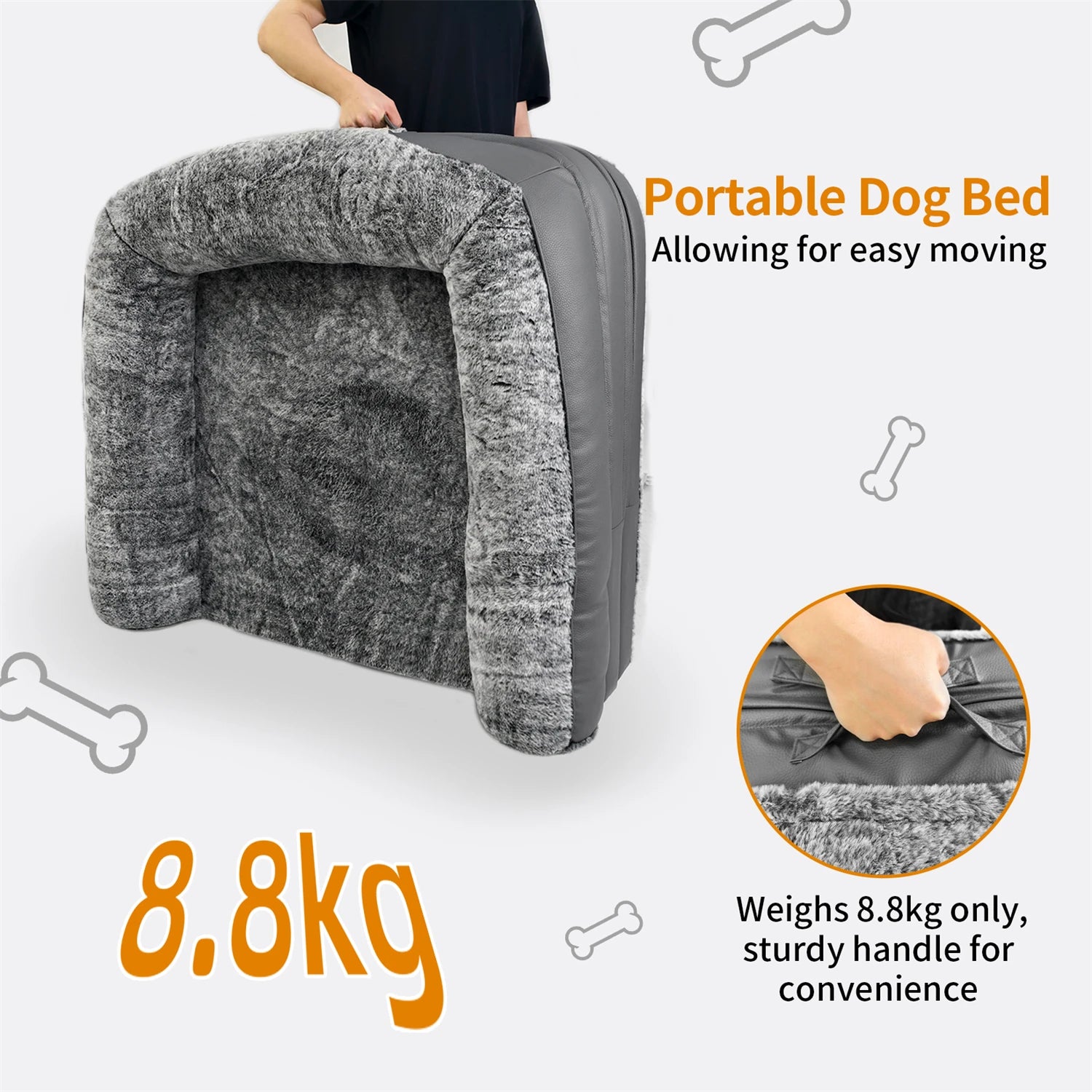 180cm Human Dog Bed for Adults & Pets – Foldable Orthopedic Plush Bed with Bolster