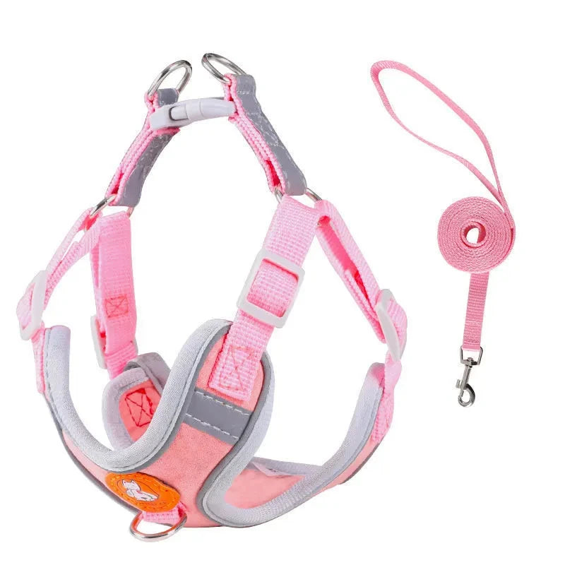 No-Pull Reflective Dog Harness & Leash Set – Adjustable for Small & Medium Dogs