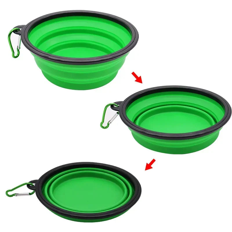 Portable Folding Silicone Pet Bowl with Carabiner
