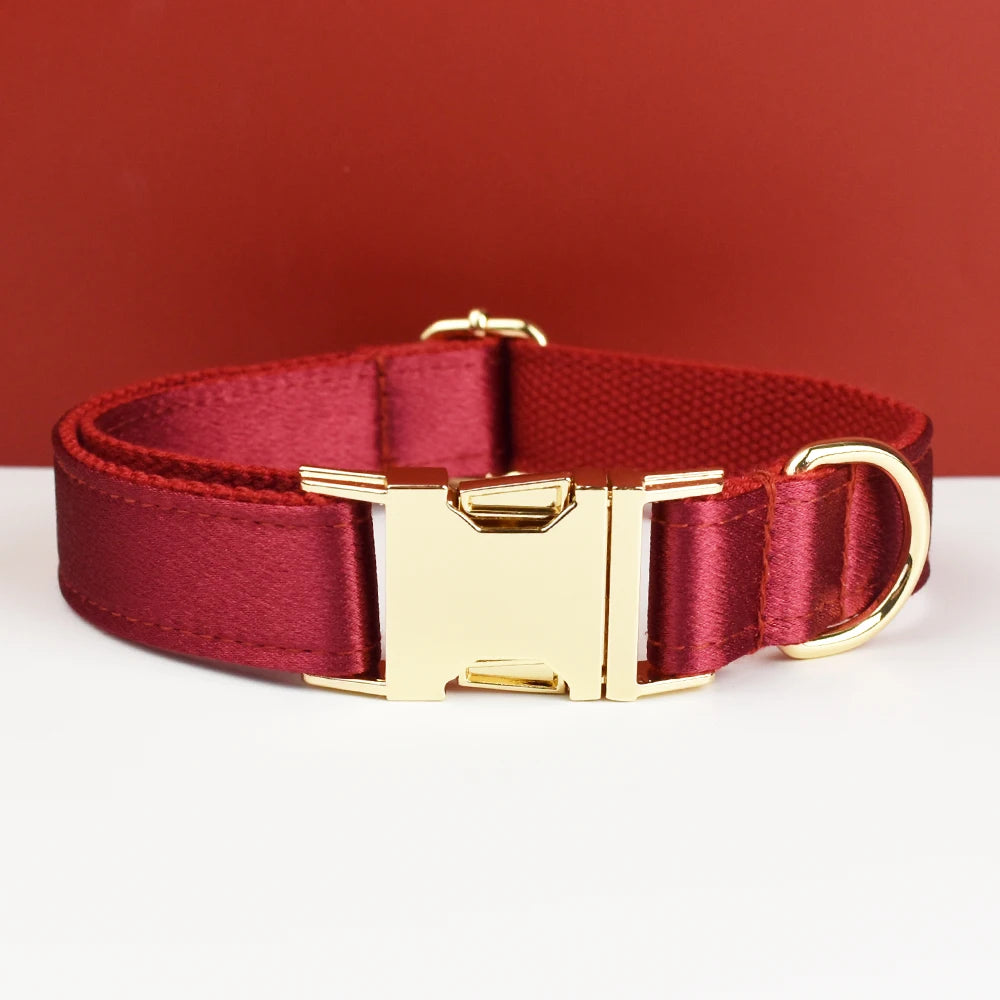 Designer Personalized Dog Collar & Leash Set – Custom Engraved with Detachable Bow Tie