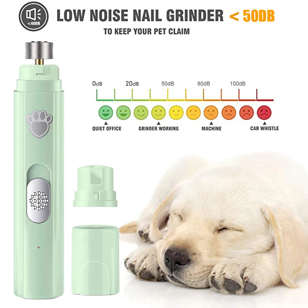 Electric Pet Nail Grinder with LED Light – USB Rechargeable Nail Trimmer