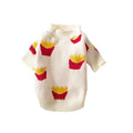 Dog sweater with french fry pattern on a white background