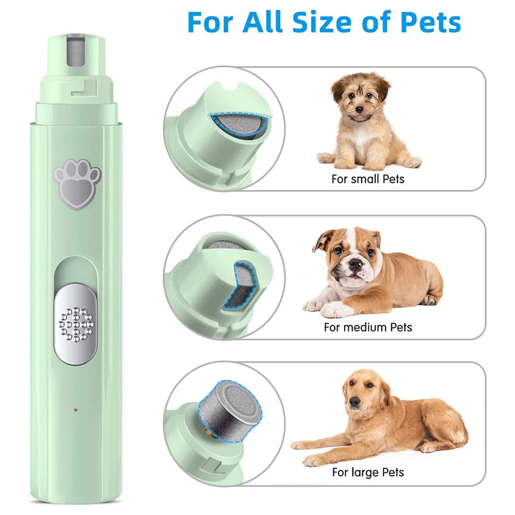 Electric Pet Nail Grinder with LED Light – USB Rechargeable Nail Trimmer