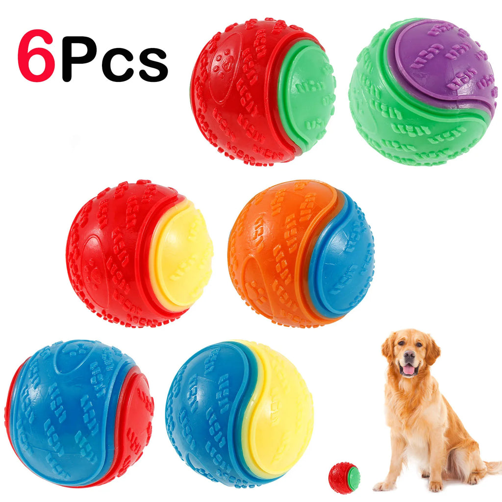 6-Pack Squeaky Dog Balls – Interactive TPR Chew Toys for Teeth Cleaning