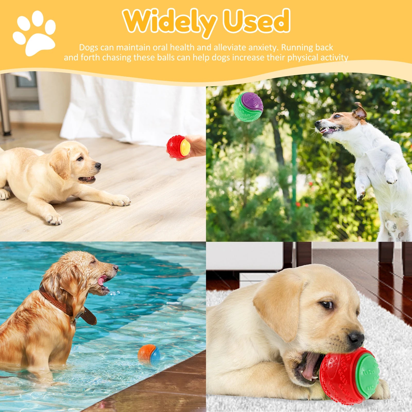 6-Pack Squeaky Dog Balls – Interactive TPR Chew Toys for Teeth Cleaning