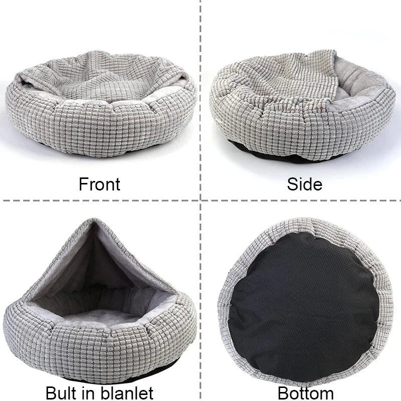 Round Orthopedic Anti-Stress Pet Bed for Dogs & Cats – Warm Fluffy Winter Sleeping Bed