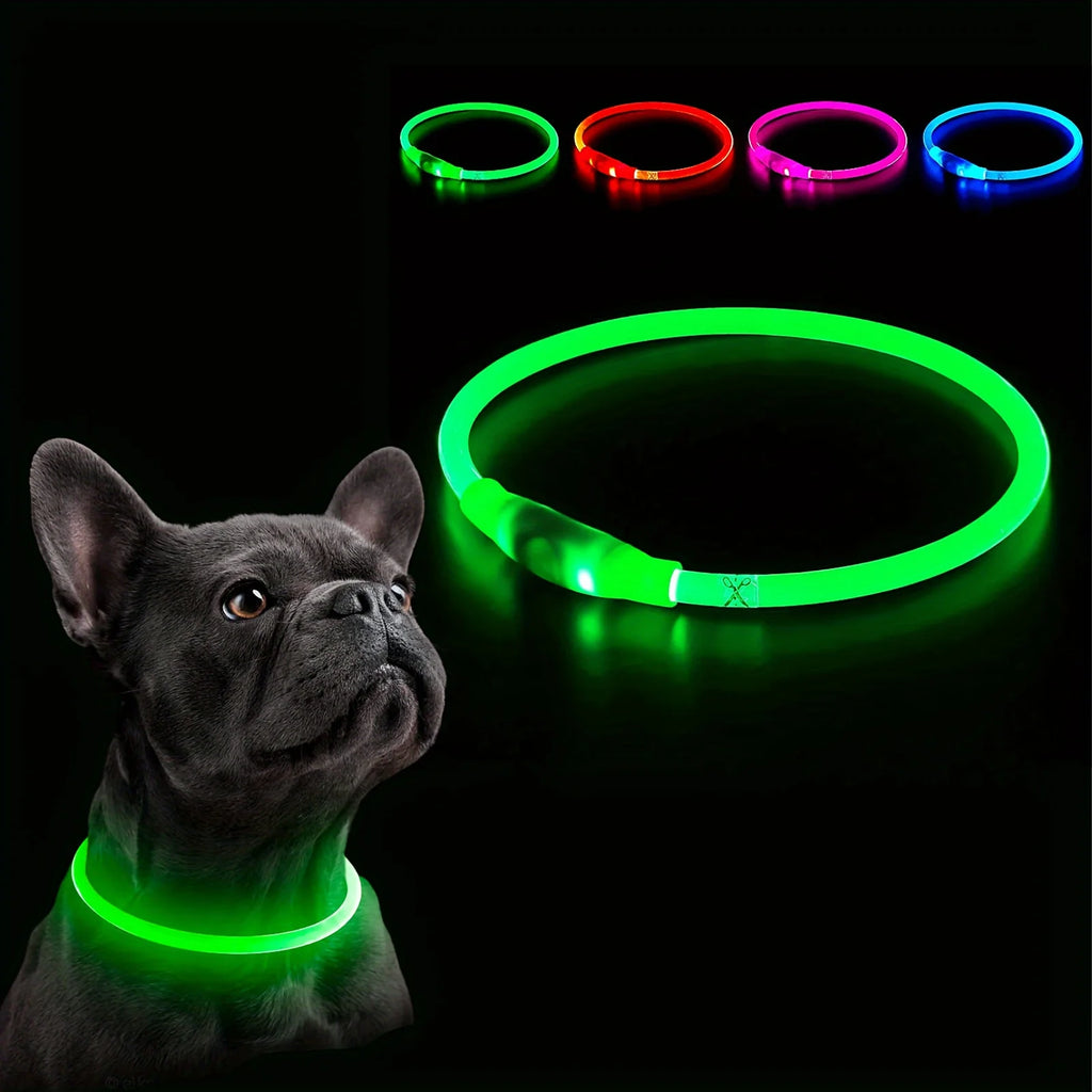 LED Light-Up Dog Collar – USB Rechargeable Anti-Lost Luminous Collar