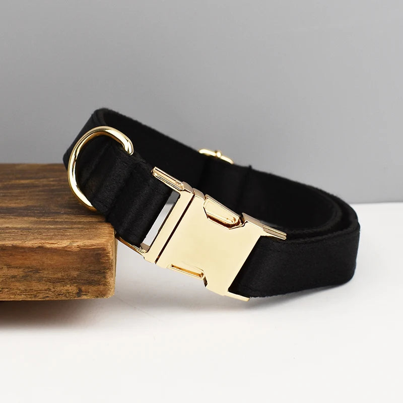 Designer Personalized Dog Collar & Leash Set – Custom Engraved with Detachable Bow Tie