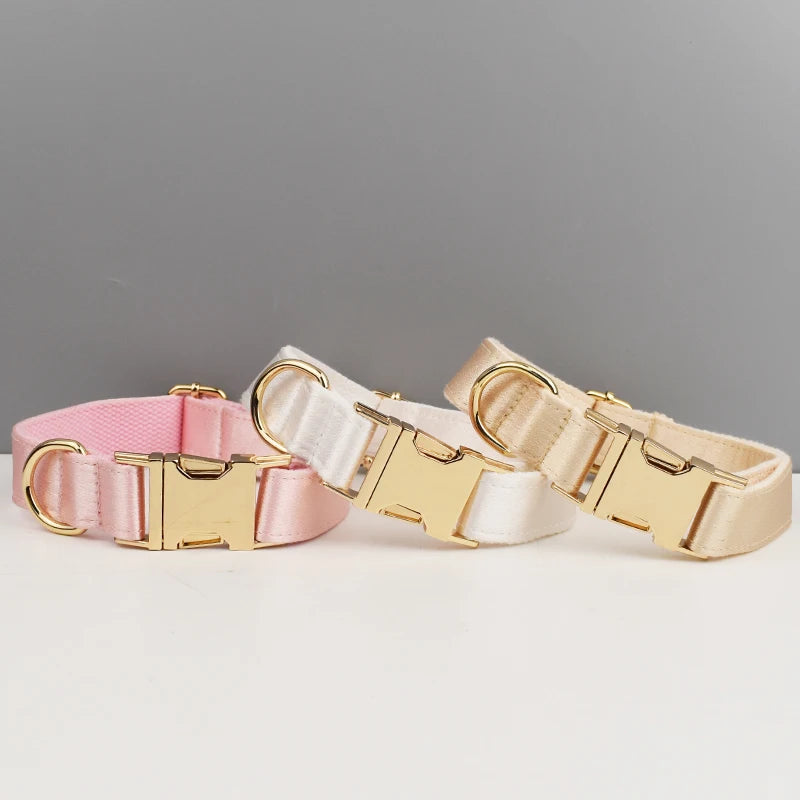 Designer Personalized Dog Collar & Leash Set – Custom Engraved with Detachable Bow Tie