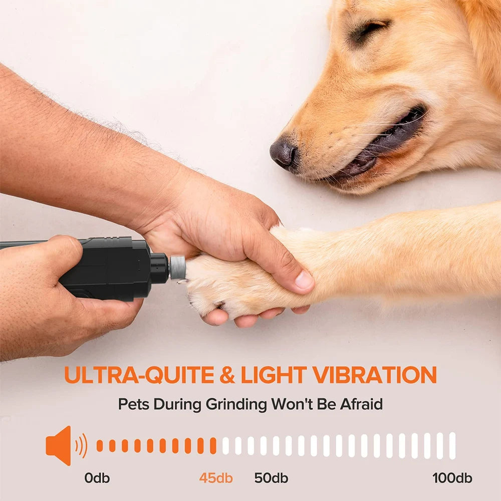 Electric Dog Nail Grinder – USB Rechargeable Quiet Trimmer for Dogs & Cats