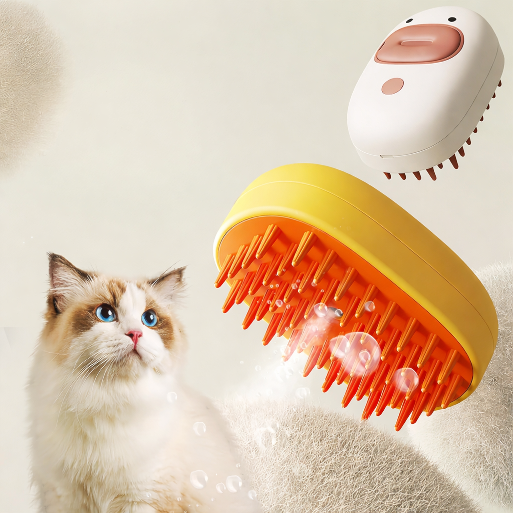 Silicone Steam Brush for Dogs & Cats – Deshedding, Massage & Grooming