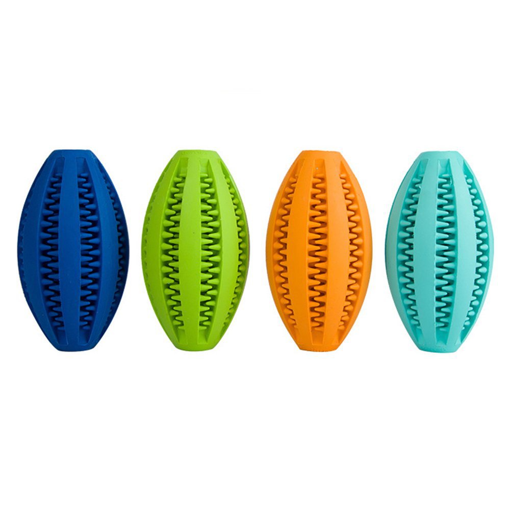 Four colorful rubber balls with textured surfaces on a white background